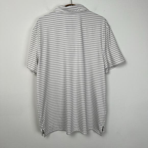 VRST Polo Shirt Mens Size Large Golf Breathable Performance White Striped Office - Picture 3 of 8